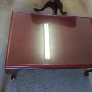 Queen Anne Style vintage coffee table with glass cover, mahogany. PICKUP ONLY