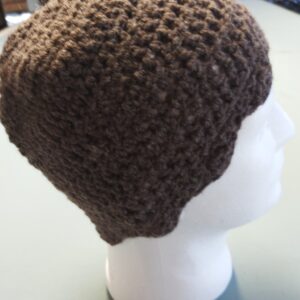 Ladies acrylic beanie, brown colour size S hand knitted